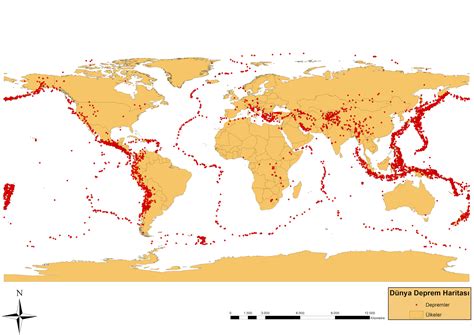 dünya deprem levhaları haritası